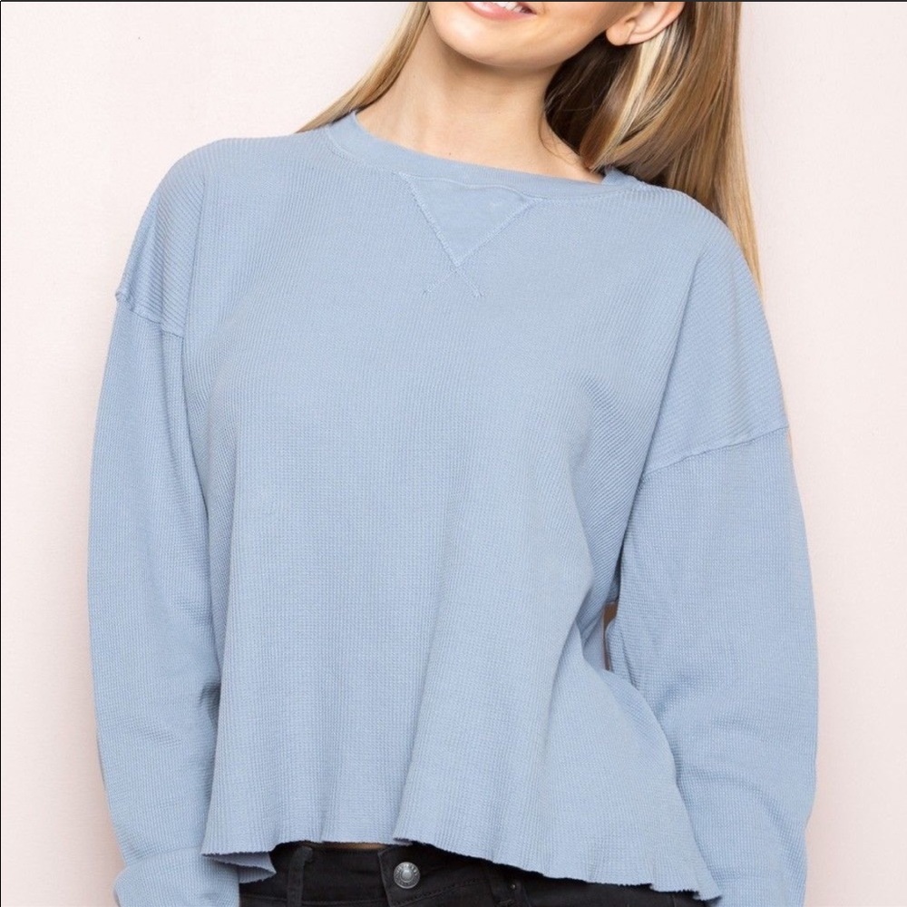 Brandy Melville Blue Laila Waffle Thermal Top